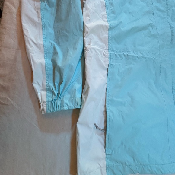 Columbia Women’s XL Aqua Blue White Fleece Lined Hooded Winter Jacket - Picture 2 of 16